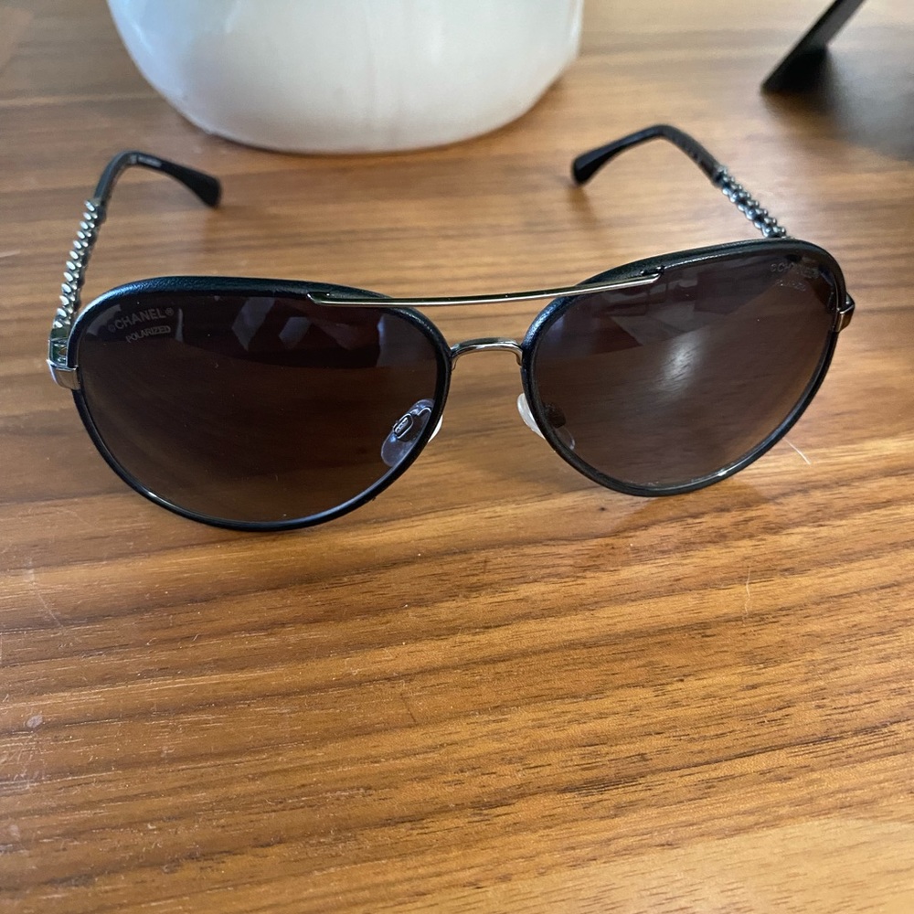Black aviator Chanel sunglasses